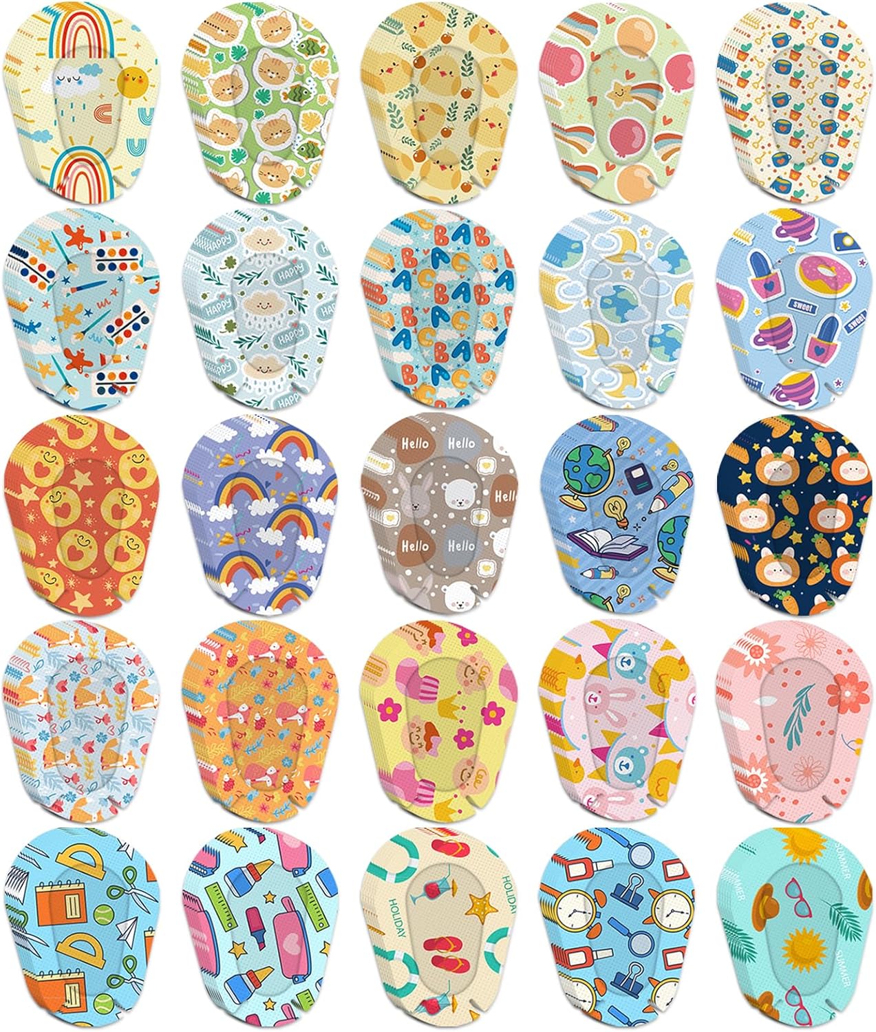 150 Pcs Adhesive Eye Patches for Adults 25 Styles Colorful Breathable Adhesive Bandages Disposable Breathable Eyepatch for Amblyopia Lazy Eye for Kids and Adults (Style-A)
