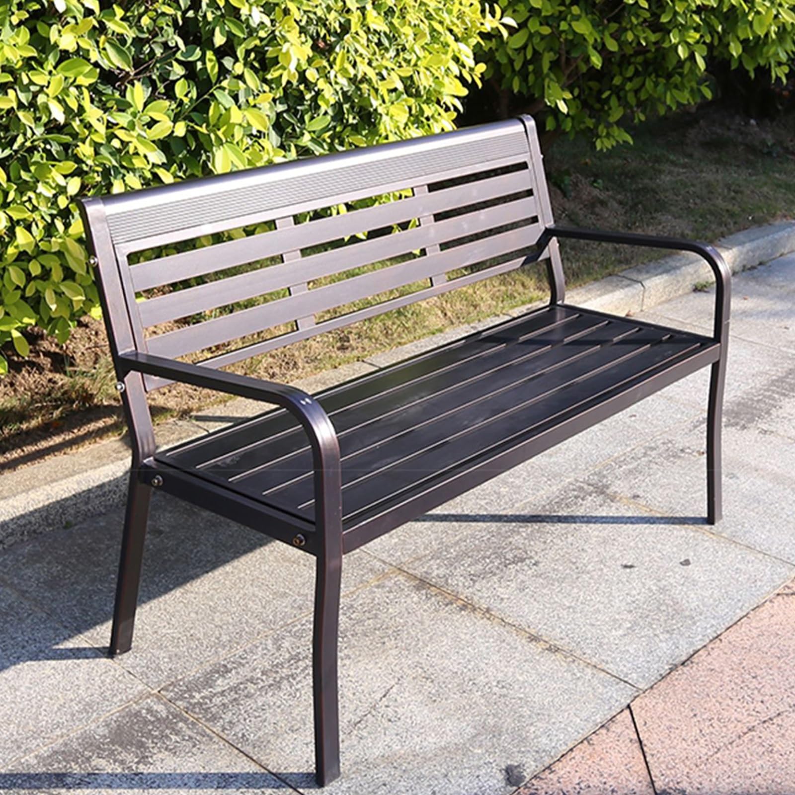 Gartenbank, Gartenmöbel, mit Rückenlehne, 2–3-Personen-Außenbank, Gartenbank Metall for Den Außenbereich, for Park, Schwimmbad und Hof (Color : A)