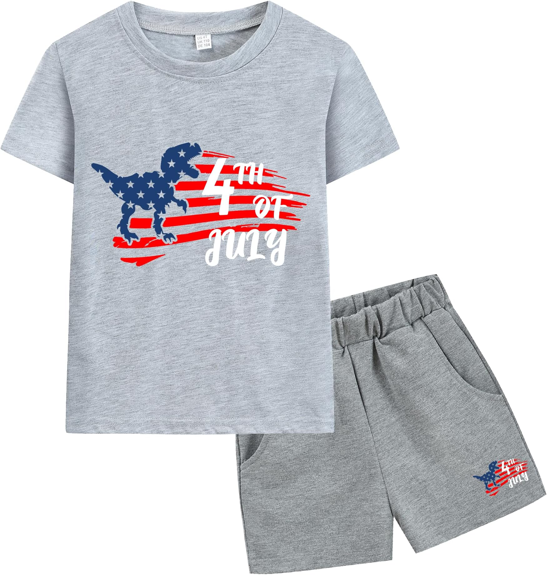 EULLA Fourth Of July Boy Outfit Funny Going Out Clothes Shorts Patriotic Shirts for Boys Independence Day for Outfits 2-7T