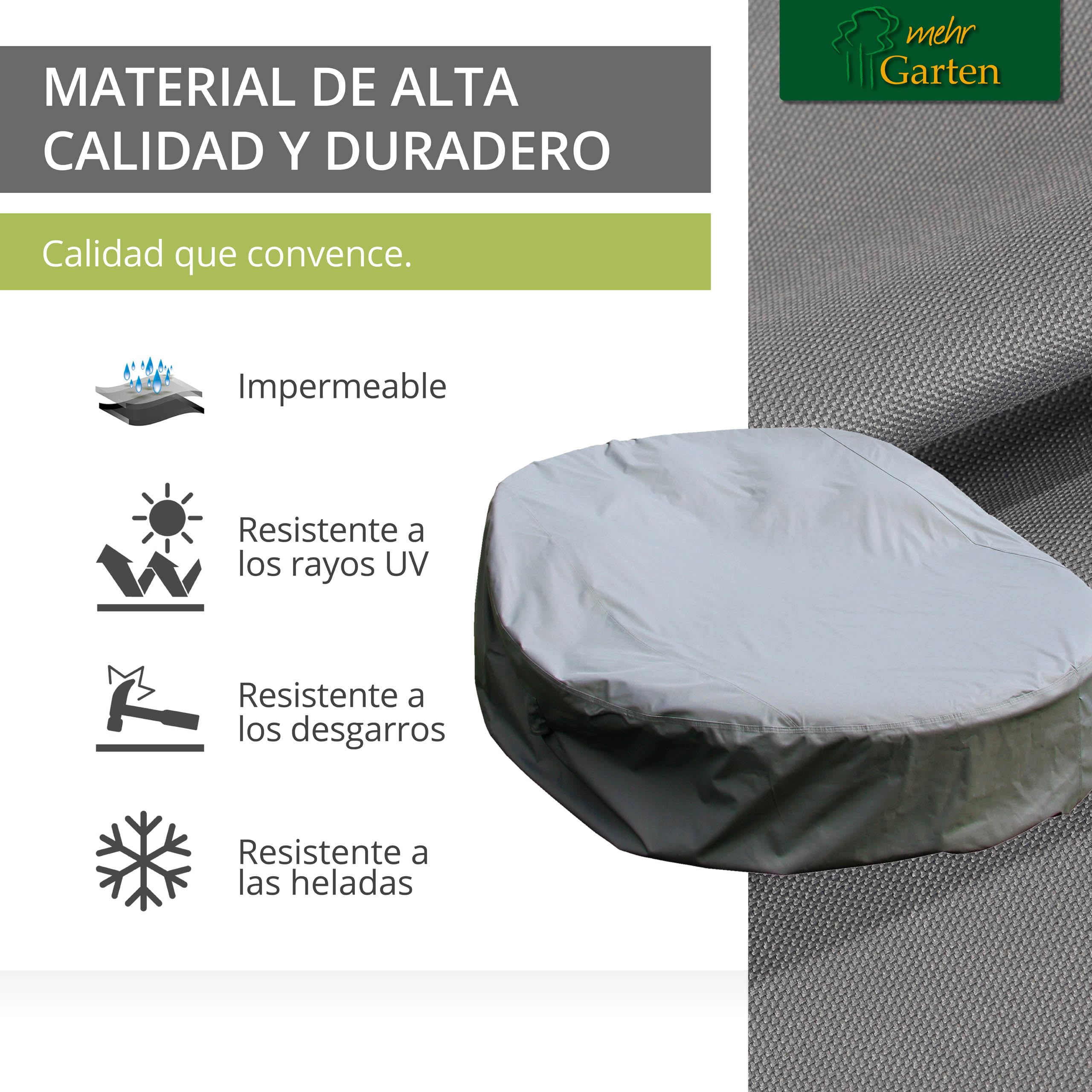 Funda protectora para cama de jardín | Ø 185 x 50/75 cm | Poliéster tejido Oxford 600D, color: gris