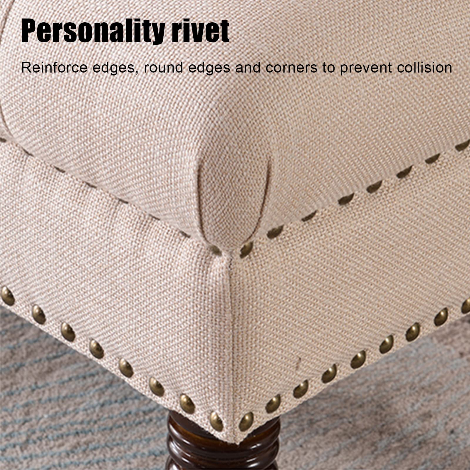 Desconocido Sofá de Banco de Entrada Americano, Banco otomano tapizado de Lino con Patas de Madera, Lujoso Banco de Extremo de Cama Premium, Taburete de pie de Acento(90x40x45cm(35x16x18), Beige)