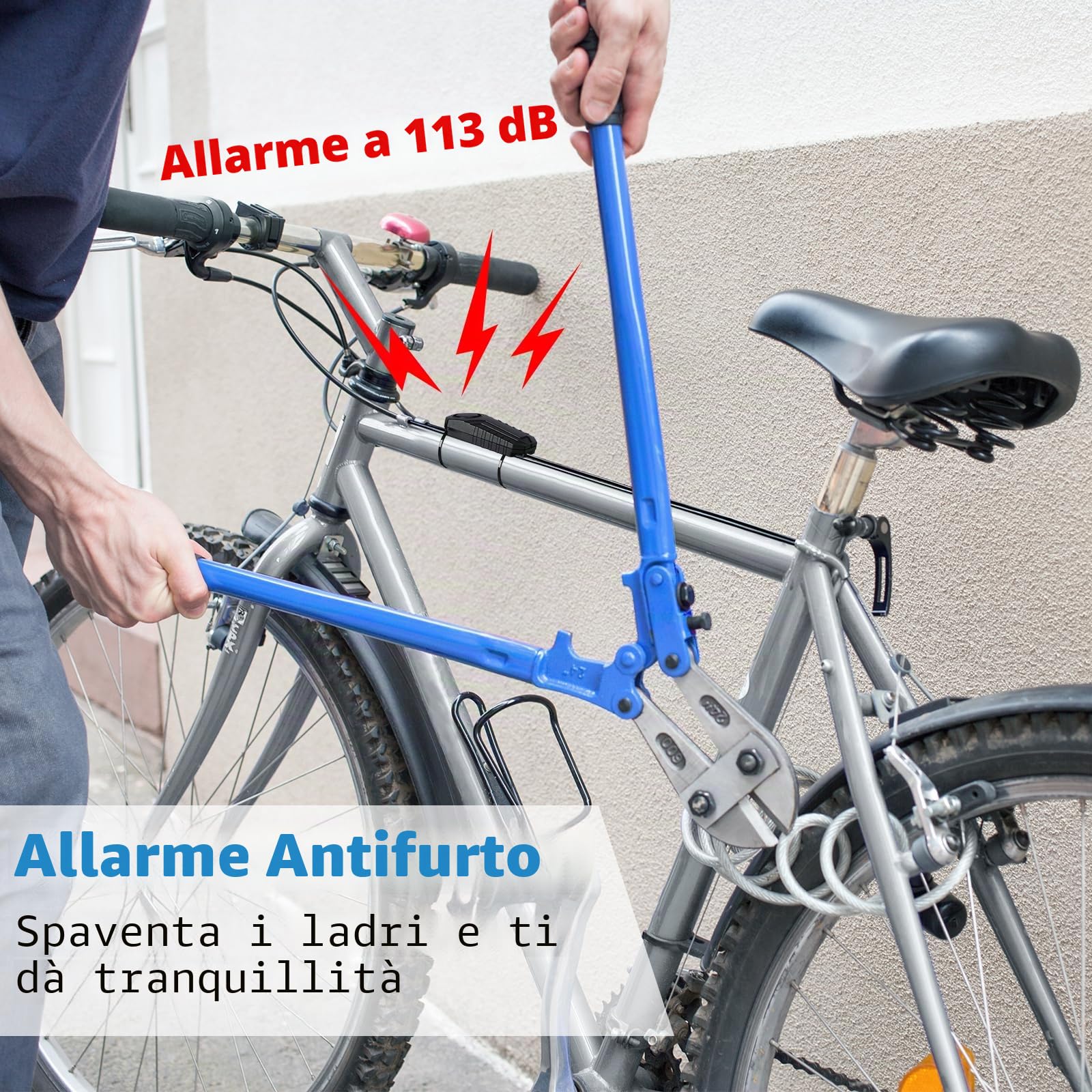 WSDCAM 113dB Forte Anti Furto Sensore di Vibrazione Sistemi di Allarme per Bici Elettriche Moto Golf Auto Rimorchio Cassetta Postale Garage Porta Impermeabile Sicurezza Domestica Accessori Bike