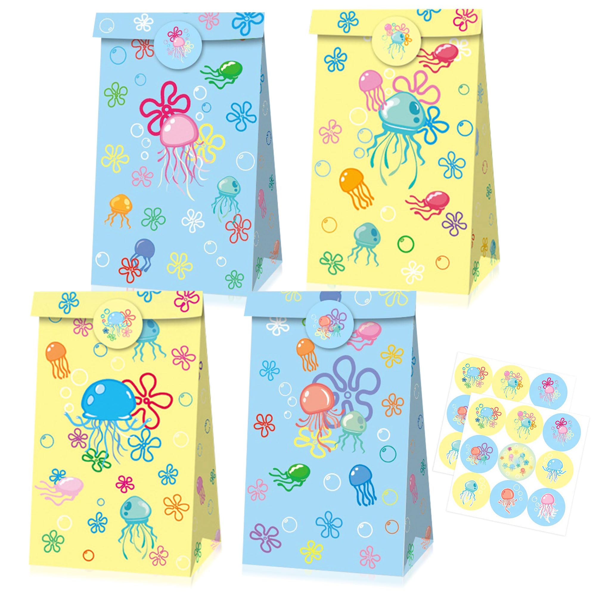 Jellyfish Party Favor Bags Candy Snacks Present Bags Popcon Boxes for Birthday Baby Shower Under the Sea Decoration Supplies