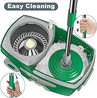 Vista 2 de Dual Compartment Spin Mop and Bucket, Mop and Bucket with Wringer Set,360°Rotating Spinning Mopping for Floor Cleaning with 6 Microfiber Replacement