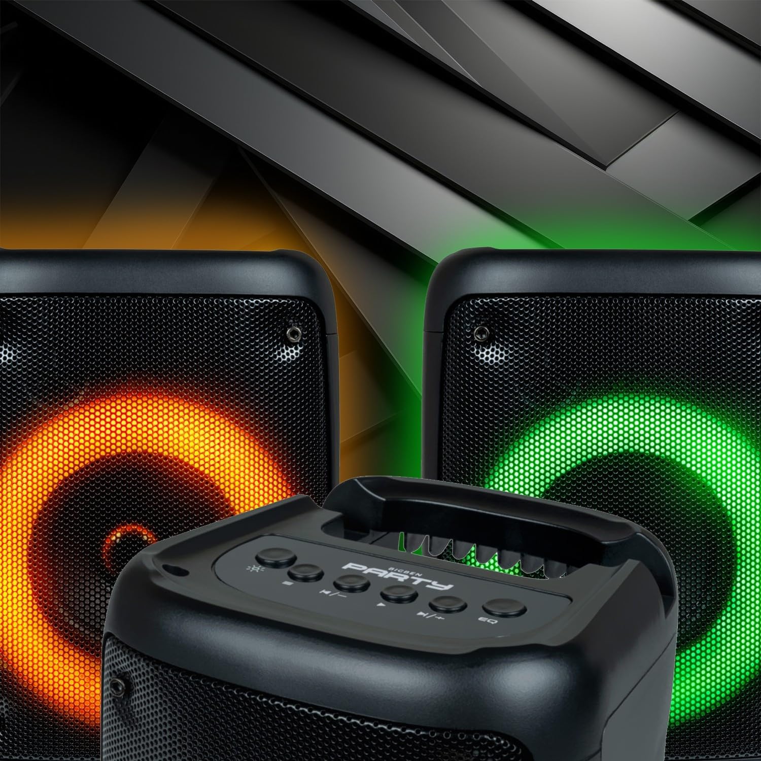 Enceinte Active sur Batterie Sono 30W Party PARTYBTHPS - Bluetooth USB SD, Effet Lumineux à LED + Jeu OVNI - Micro Karaoké