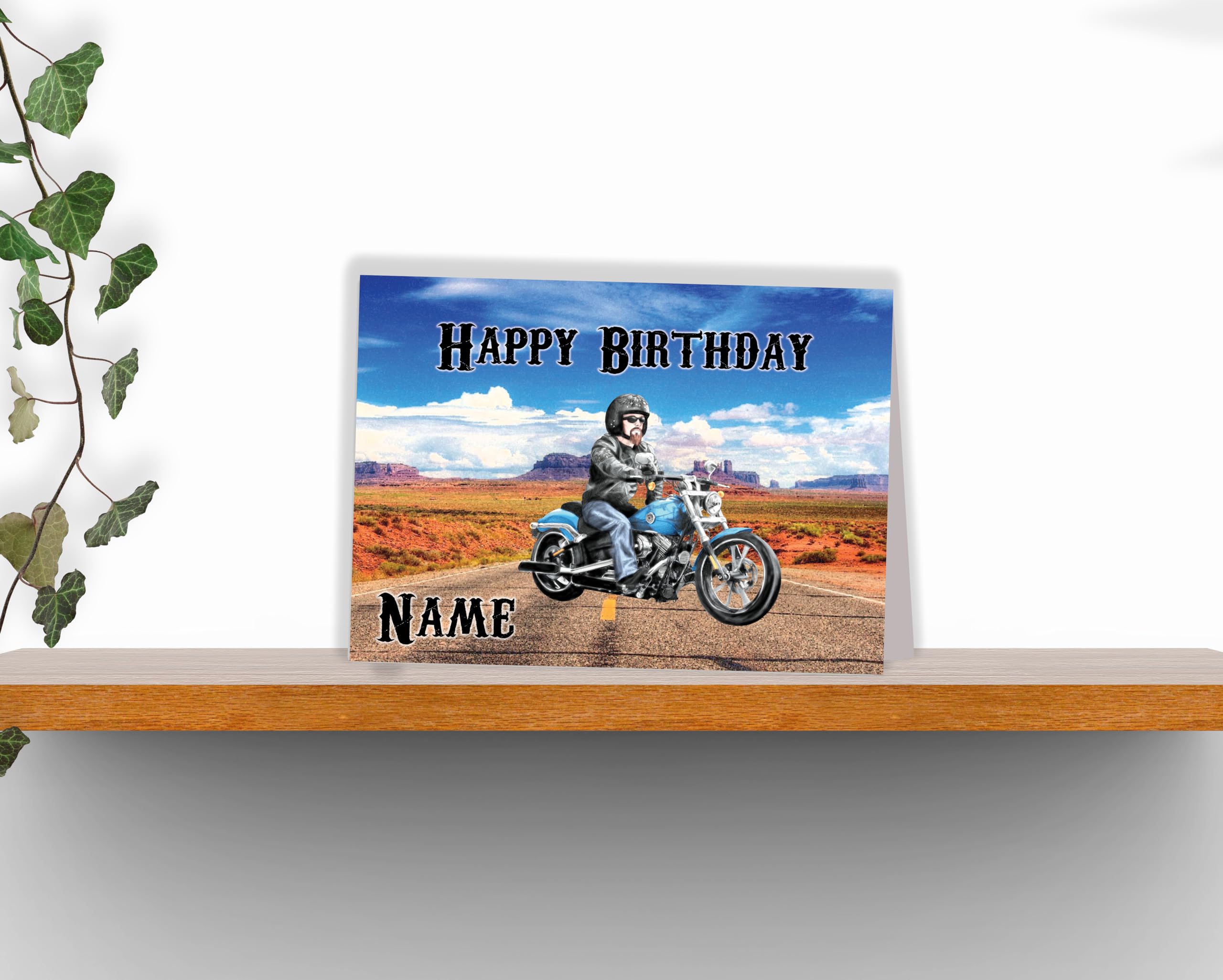 Motorrad-Geburtstagskarte Von Whitman And Daughter – 12,7x17,8 Cm, Aquarell-Design, Mit Umschlag
