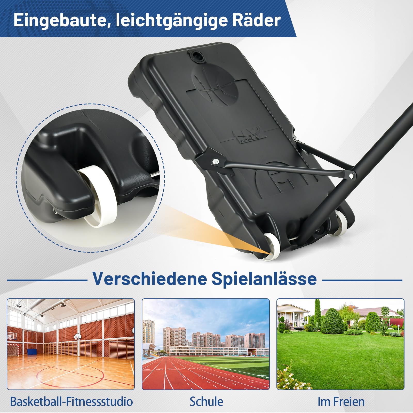 GOPLUS Basketballkorb Outdoor für Kinder Jugendliche, 90-210cm Korbhöhe verstellbar, Basketballständer tragbar mit Rollen, Basketballkorb mit Ständer und 76x50cm Rückwand