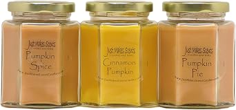 Fall Pumpkin Candle Variety Pack Pumpkin Pie, Pumpkin Spice, Cinnamon Pumpkin - Fall Scented Candle Variety Pack - Hand Poured Blended Soy Candles in The USA by Just Makes Scents