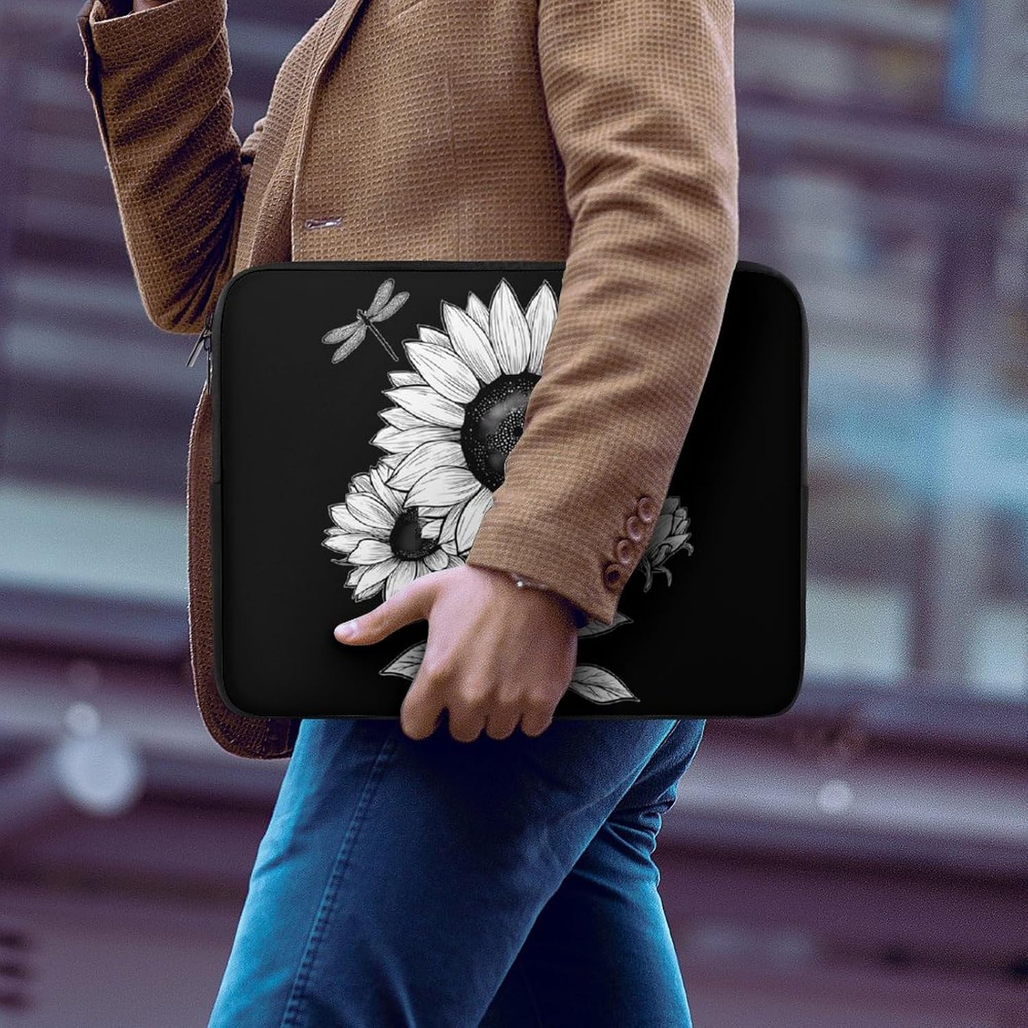 Sunflower with Dragonflies Laptop Case Sleeve Computer Tablet Bag image 2