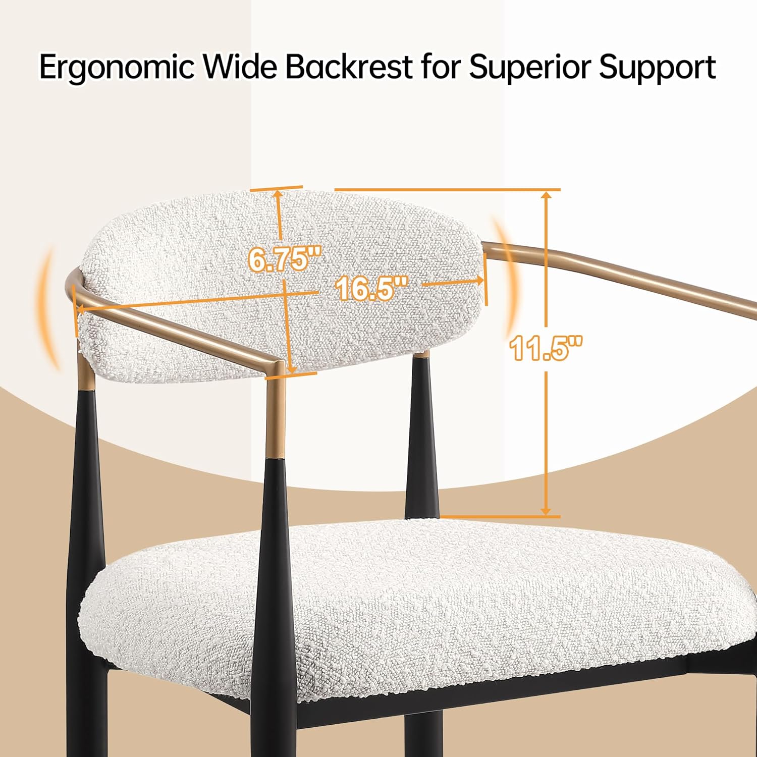 Morden Fort Counter Height Bar Stools Set of 4, Modern Upholstered Counter Stools with High Backs and Black Metal Legs, 26 Inch Island Chairs for Kitchen and Home Bar