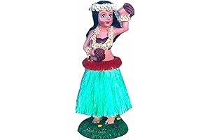 KC Hawaii Hula Girl Dashboard Doll, 6.5" Size, Grass Skirt with Flower,...