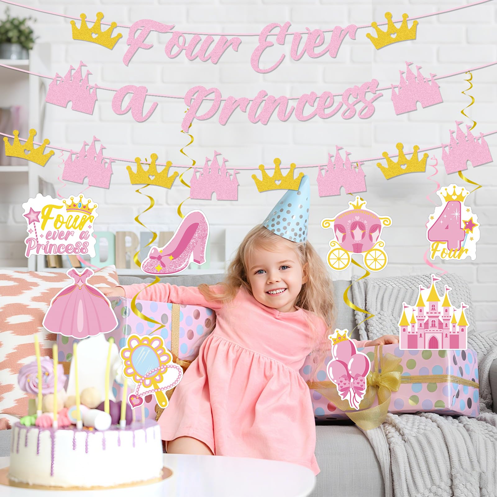 Princess Cake Topper 4th Birthday Four Ever A Princess Invitation ...
