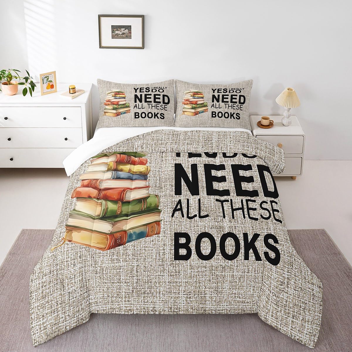 Castle Fairy Set di biancheria da letto con motivo libri per adolescenti, per letto matrimoniale, per amanti dei libri, decorazione per la camera da letto di bambini, ragazzi e ragazze, inserto per
