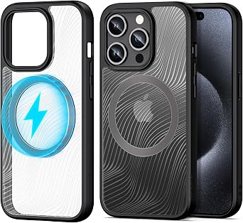 iPhone 15 Pro case with Bling Flowing Lines, iPhone 15 Pro Clear case,iPhone 15 Pro Transparent and Frosted case,[Compatible with MagSafe], Anti-Yellowing 6.1"