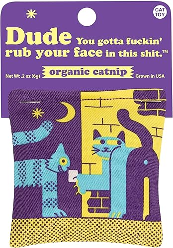 Blue Q Dude You Gotta Fuckin' Frota tu cara en este juguete de gato con hierba gatera de mierda. Hierba gatera orgánica prémium cultivada en los