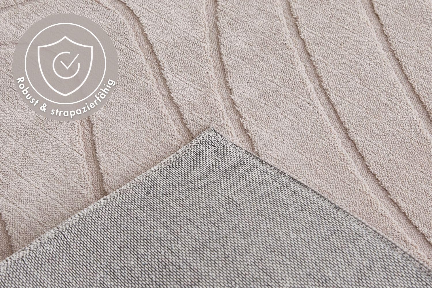 andiamo Teppich Dale - Kurzflorteppich mit Hoch-Tief-Effekt für das Wohnzimmer Schlafzimmer - Webteppich mit hoher Flordichte - angenehm weich - 160 x 230 cm in Greige