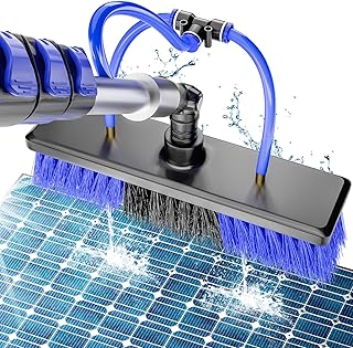 20FT Water Fed Solar Panel Cleaning Kit, Telescopic Solar Panel Cleaning Brush with Extension Pole & Soap Dispenser for Household & Outdoor