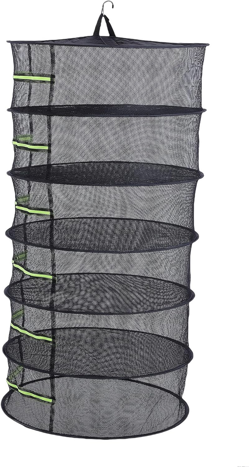 Zunate 6 Layer Hanging Drying Rack, Foldable Mesh Net for Fruits Vegetables Herbs Clothes, Breathable &, Indoor Outdoor Camping Use with Storage Bag