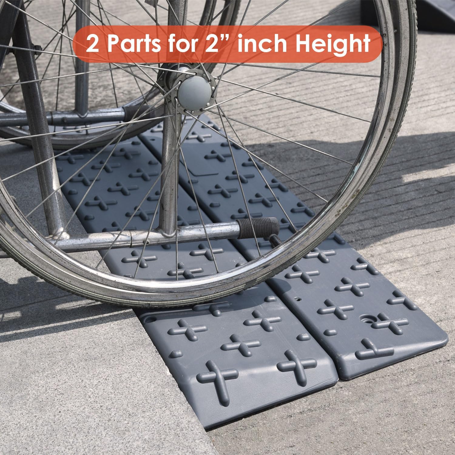 1", 2", 3", 4" inch Rise Assemble Threshold Ramp, 4-Piece Design Durable HDPE Extensible Doorway Ramps, Detachable Portable Wheelchair Ramps (1"-4" Assemble Ramp)