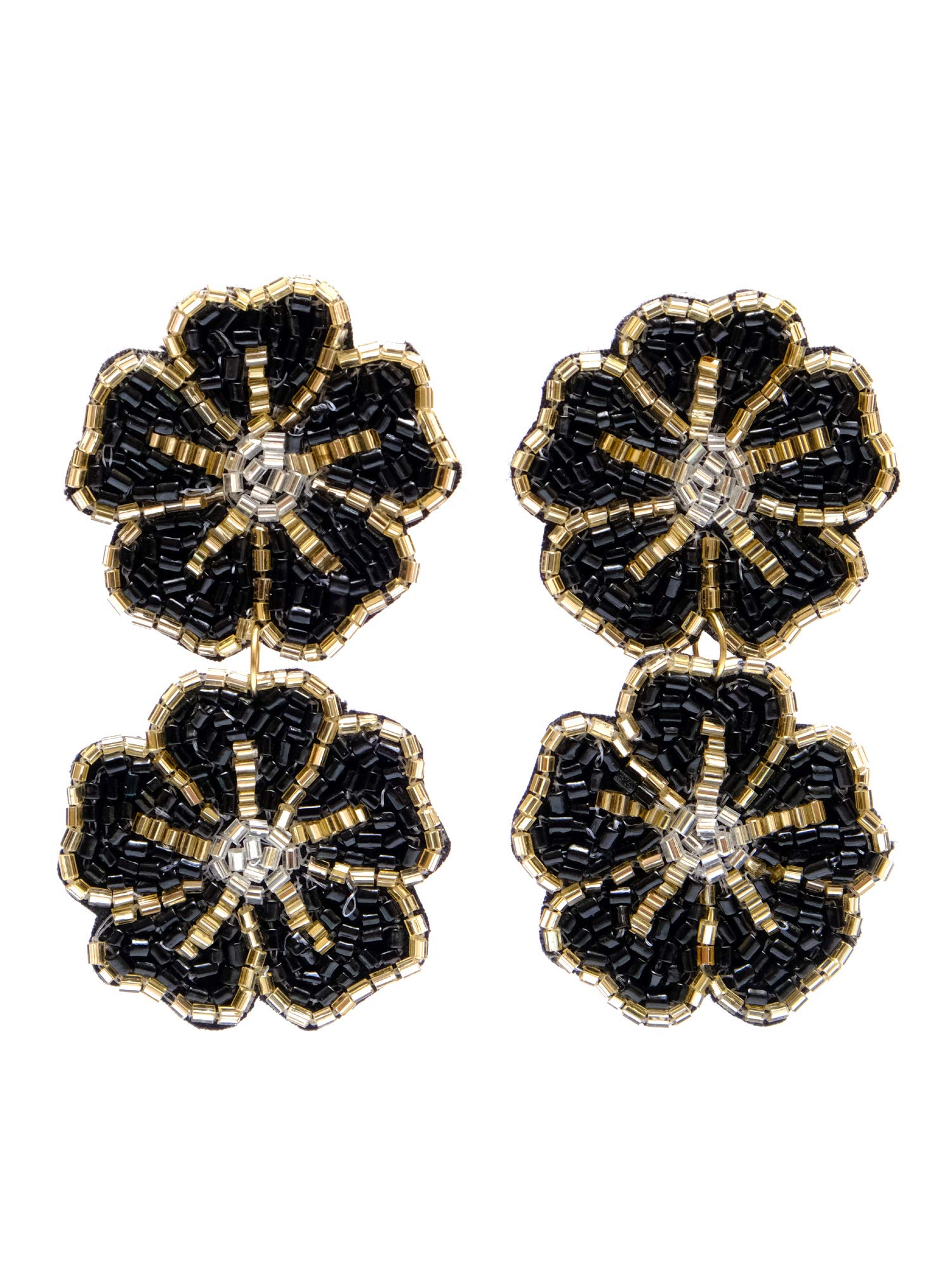 Crunchy Fashion Bollywood Jewellery Designer Ethnic Boho HandMade/Handcrafted/Beaded Black Flowral/Flower ContemporaryEarring For Women & Girls