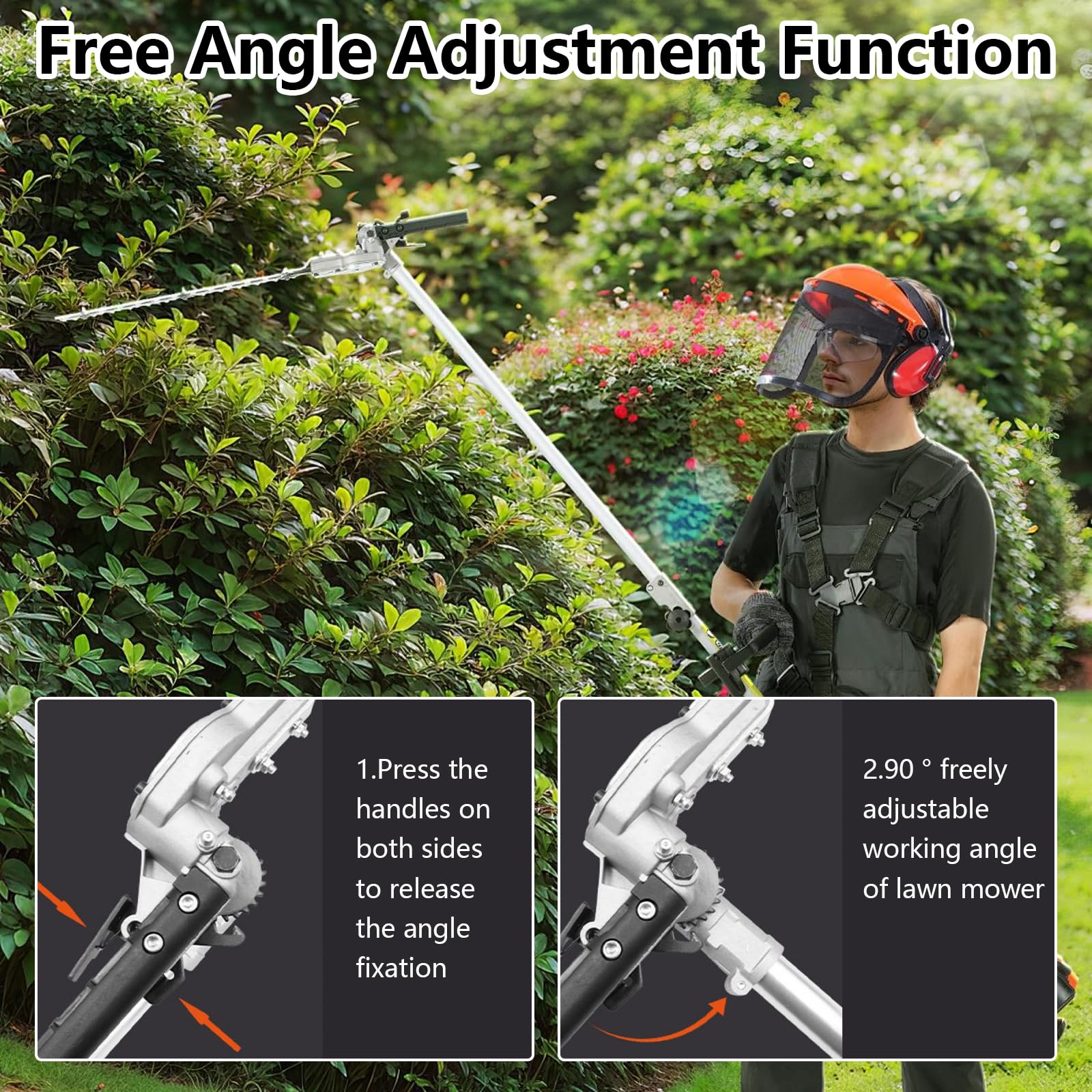 Accesorio para Cortasetos, Universal Cortasetos Cuchilla 43cm Cabezal con Extensión de Aluminio 75cm Compatible con Cortasetos Electrico Multiherramientas Inalámbricas