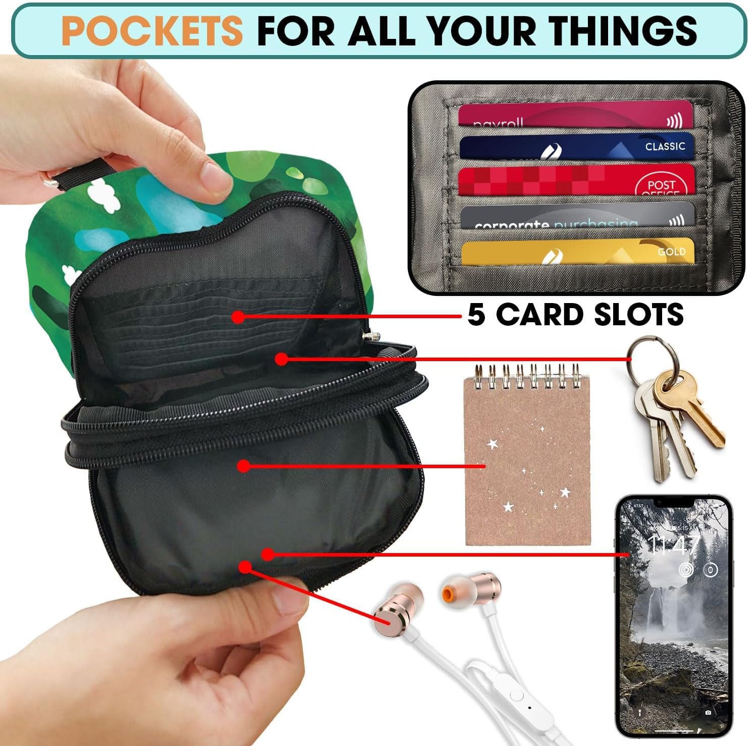 84hoods Waterproof Crossbody Phone Purse. Cell Phone Bag for Women. Gift for Golf Lover and Player. - Image 6