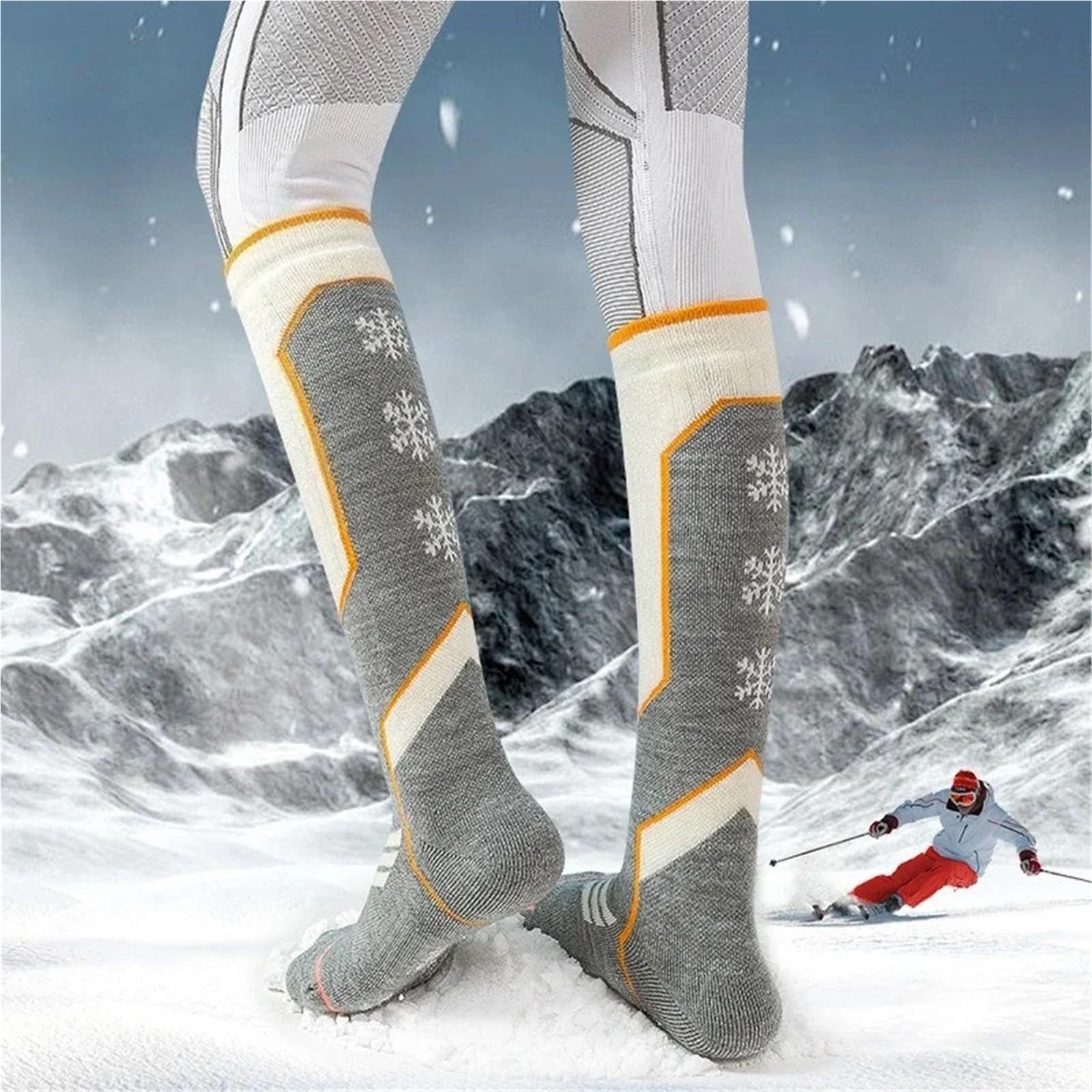 Chaussette Ski Chaussettes de Ski for Femmes, Chaudes, Coupe-Vent, Respirantes, Souples, for Adultes, résistantes, antidérapantes, for Le Sport et Snowboard(Green)
