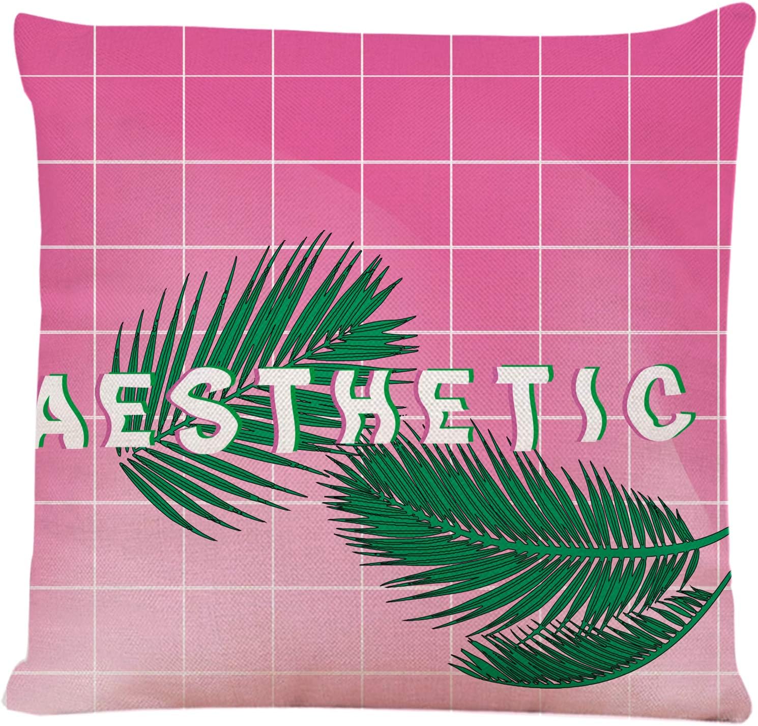 OfocamOfocam Throw Pillow Cover Vaporwave Synthwave Glitch Aesthetic Hype Cute Pastel Colors Bright Throw Pillow Cushion Case for Home Couch Living Room Bed Sofa Car 18 x 18 Inches Pillowcase