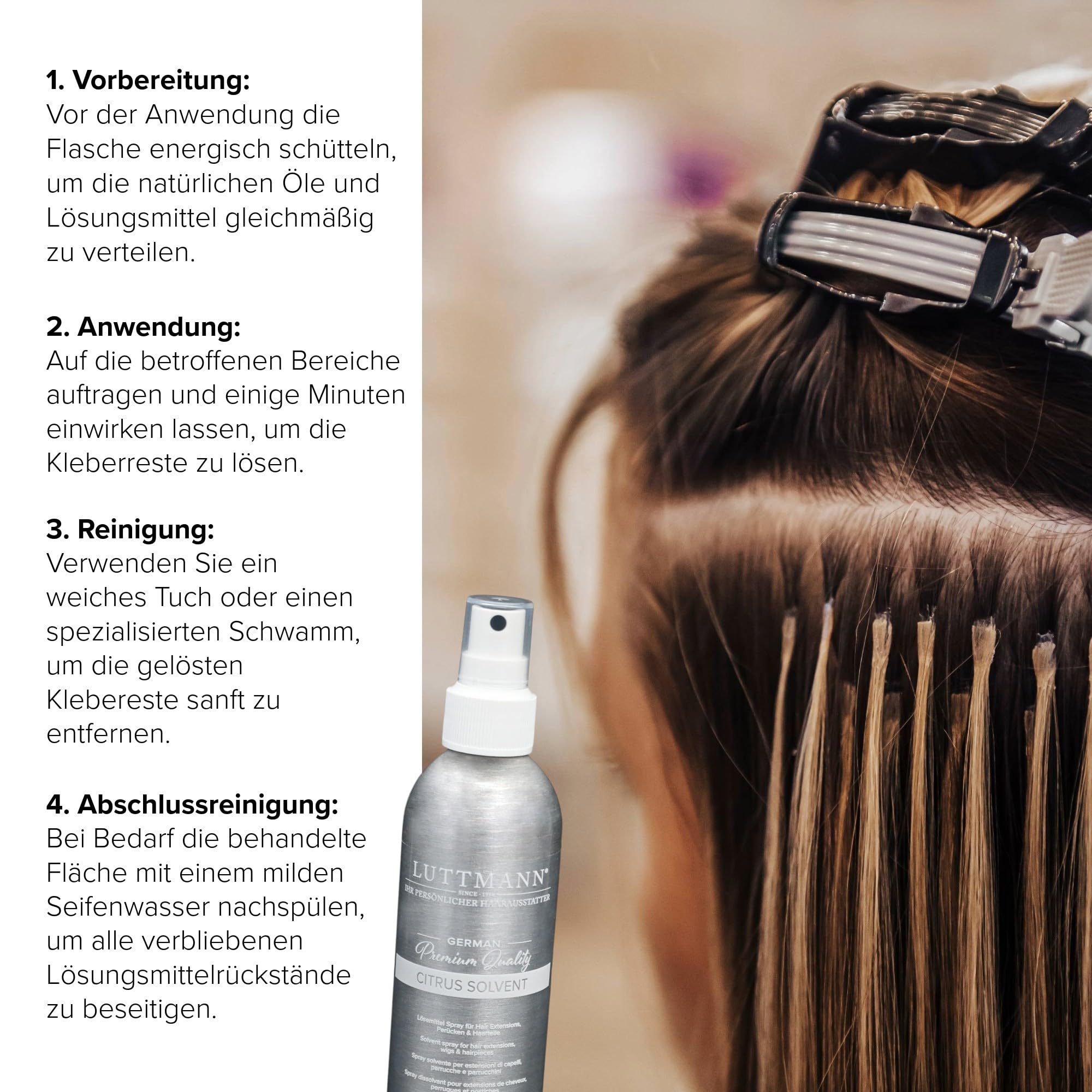 Citrus Solvente Remover 200 ml - Detergente per Bonding, Spray per Extension, Parrucche e Capelli - Made in Germany & Dermatologicamente Testato