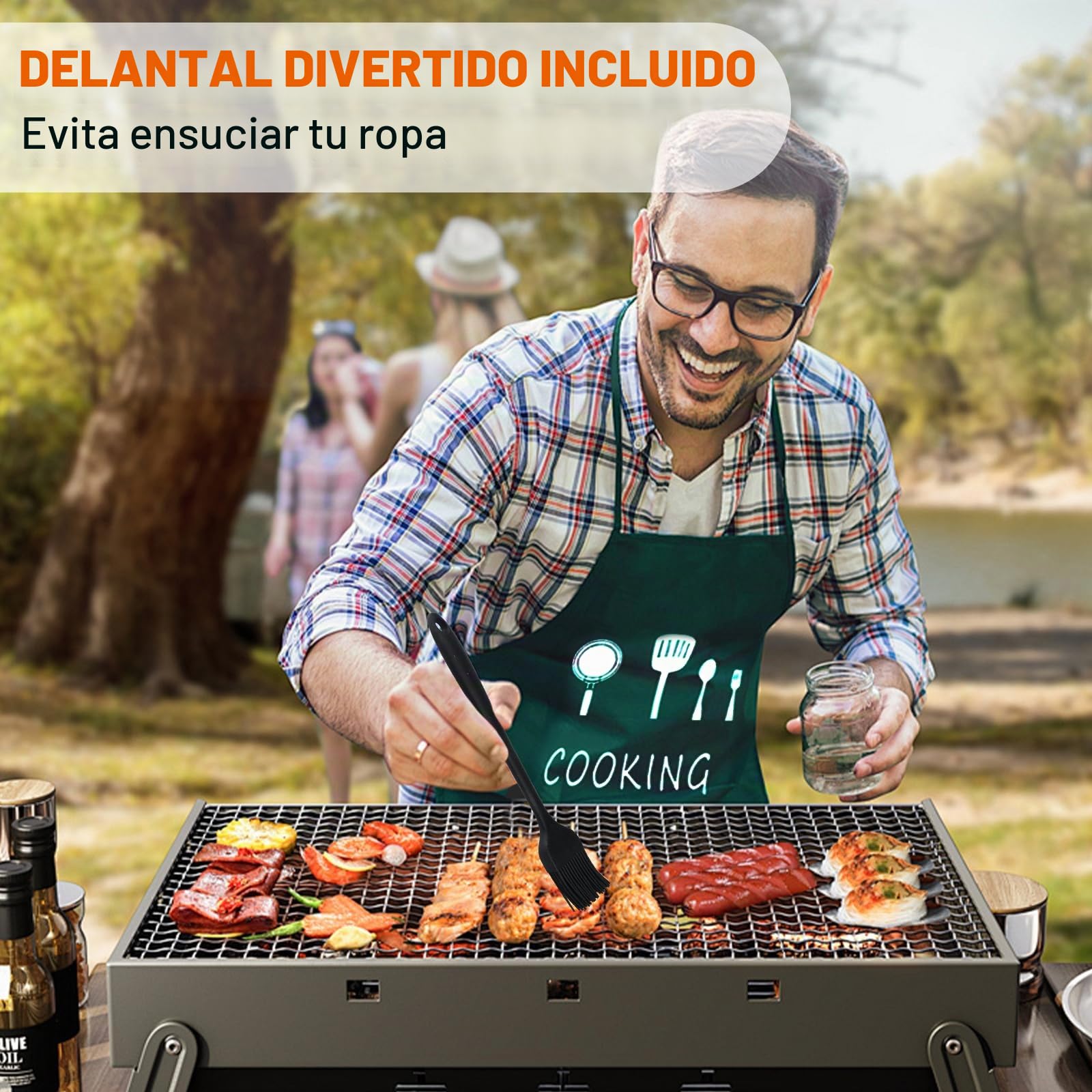 32pcs Juego de Utensilios Barbacoa de Acero Inoxidable,Profesionales Accesorios Barbacoas,Kit Barbacoa Prácticas con Bolsa Portatil,Kit Profesional,Kit Barbacoa para Hombres Mujeres Regalo