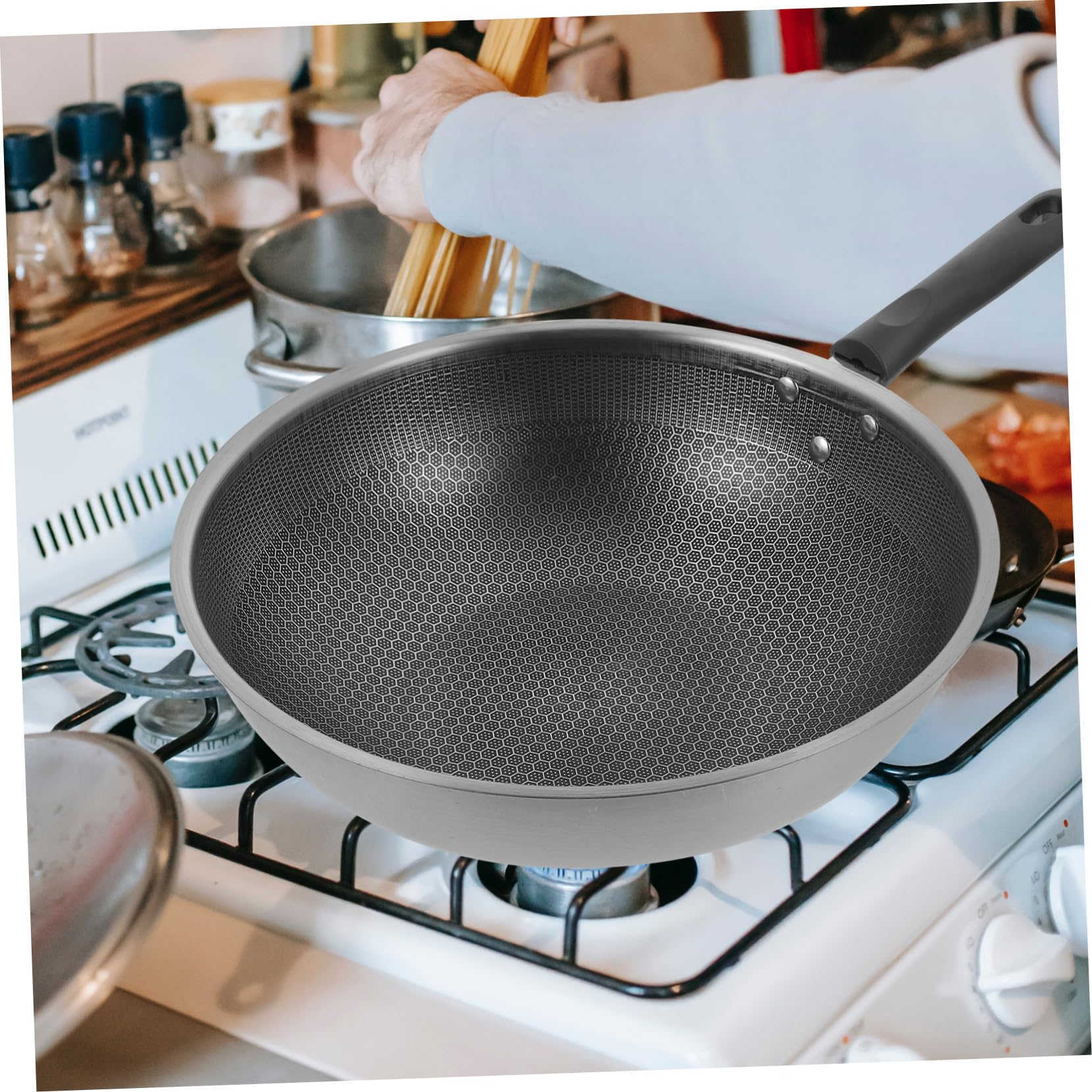 Amazon.com: FUNOMOCYA Nonstick Frying Pan Skillet Stainless Steel Cooking Pan Heat Distributing Ergonomic Handle: Home & Kitchen