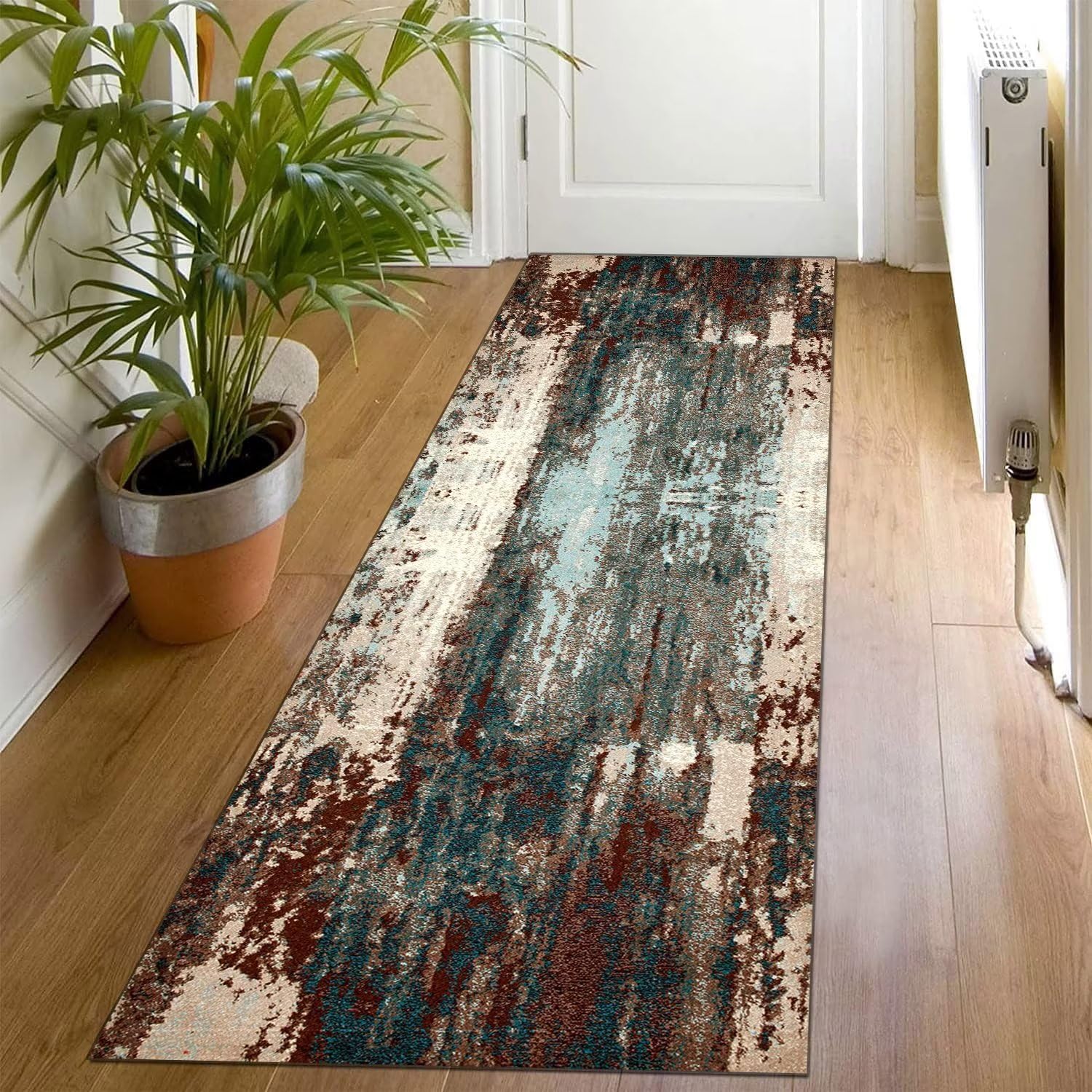 ZDYHMrj Tapijtloper voor hal en keuken, antislip wasbaar vloerkleed, lang gangtapijt, 90 x 300 cm, boho, rood, keukentapijt, per meter, vloermat, eetkamer, slaapkamer, woonkamer, vuilvangmat