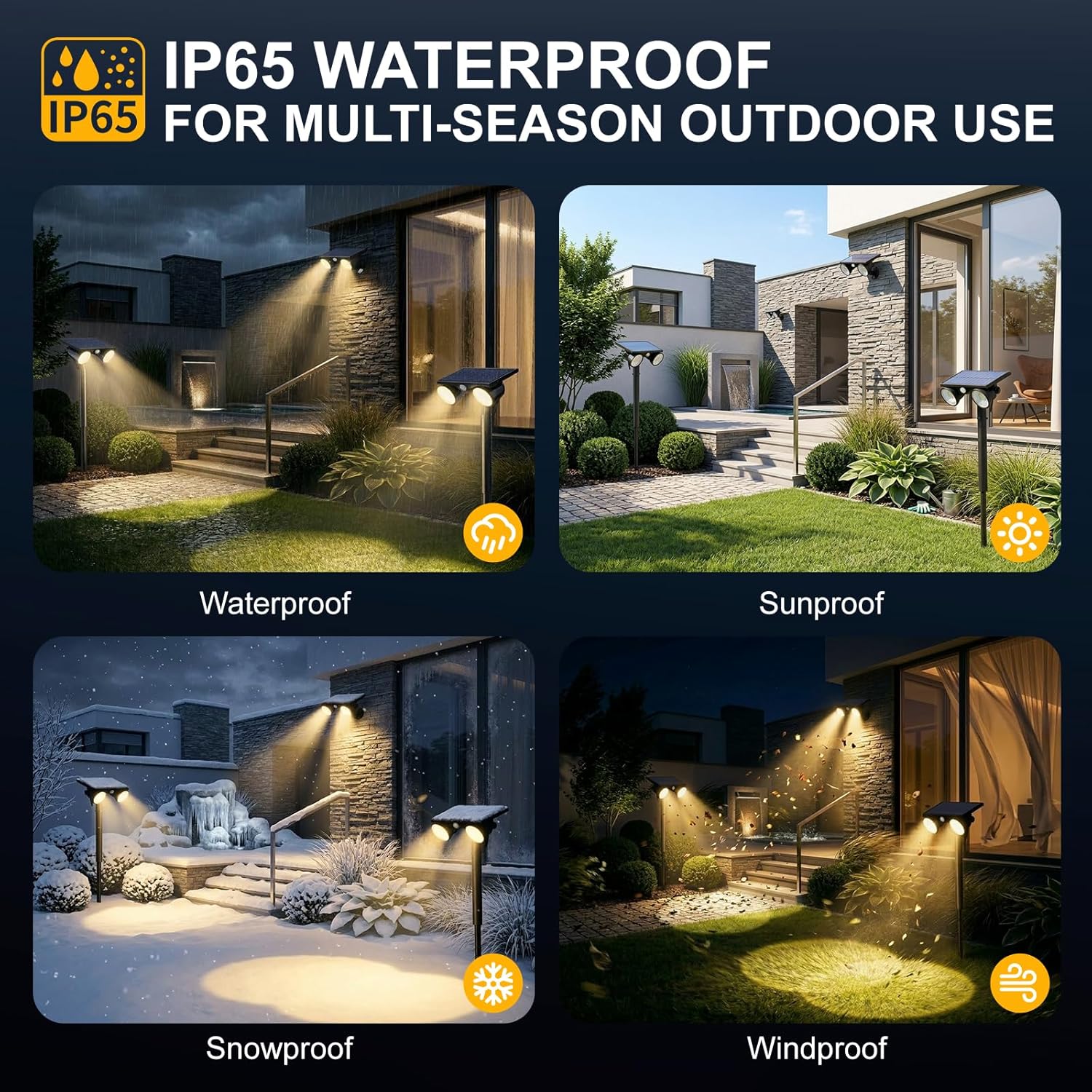 Solar Spot Lights Outdoor Waterproof 2Pack,2 Modes Motion Sensor Landscape Lighting for Outside Yard Garden Pathway,2-in-1 Wall&Spot LED Lights with 360° Adjustable Dual Heads(Warm Light)