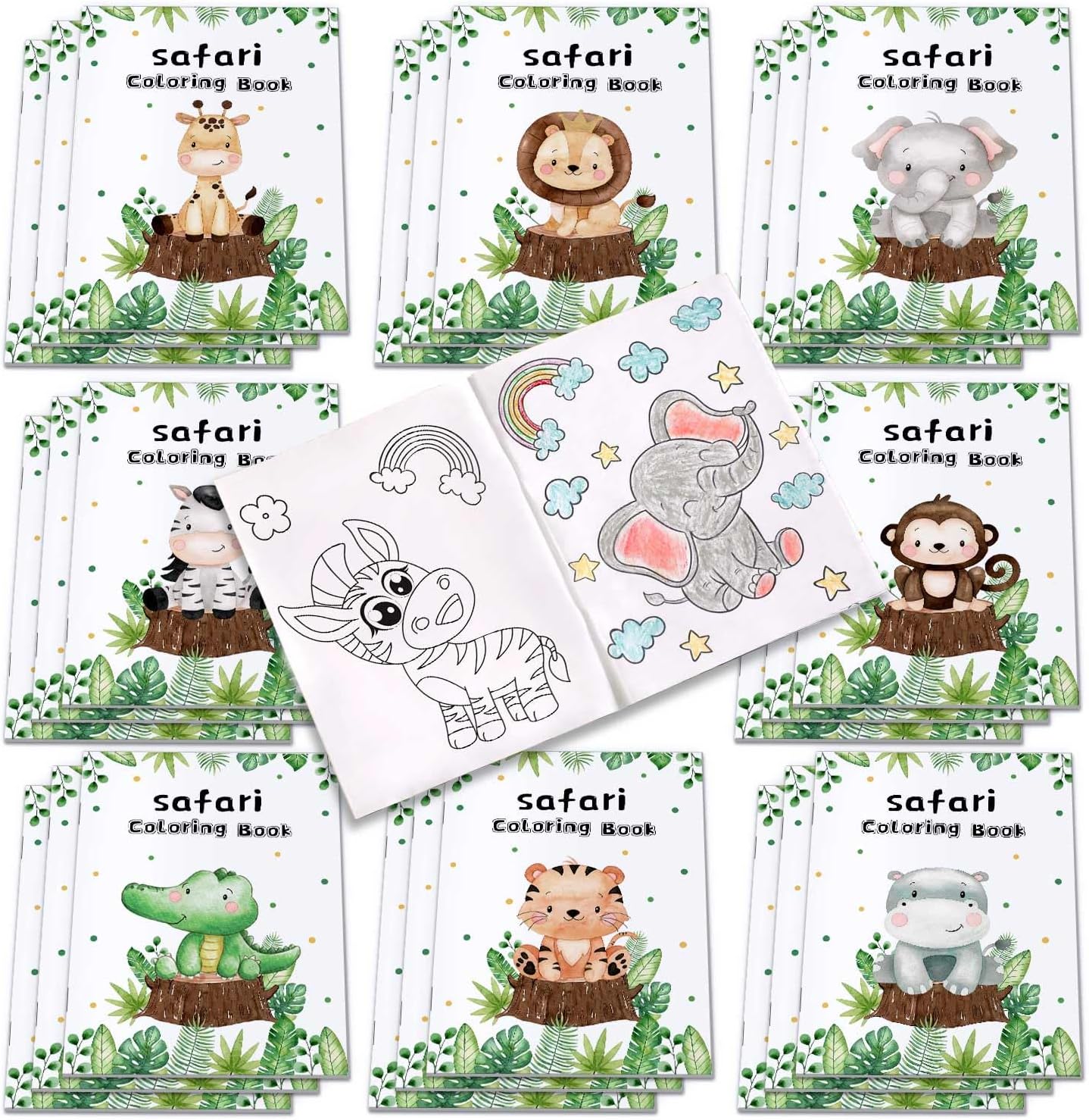 Heboland 24 Pcs Mini Colouring Books for Kids, A6 Paper Size Small Colouring Book with DIY Fun Animal Designs for Party Bags Favours
