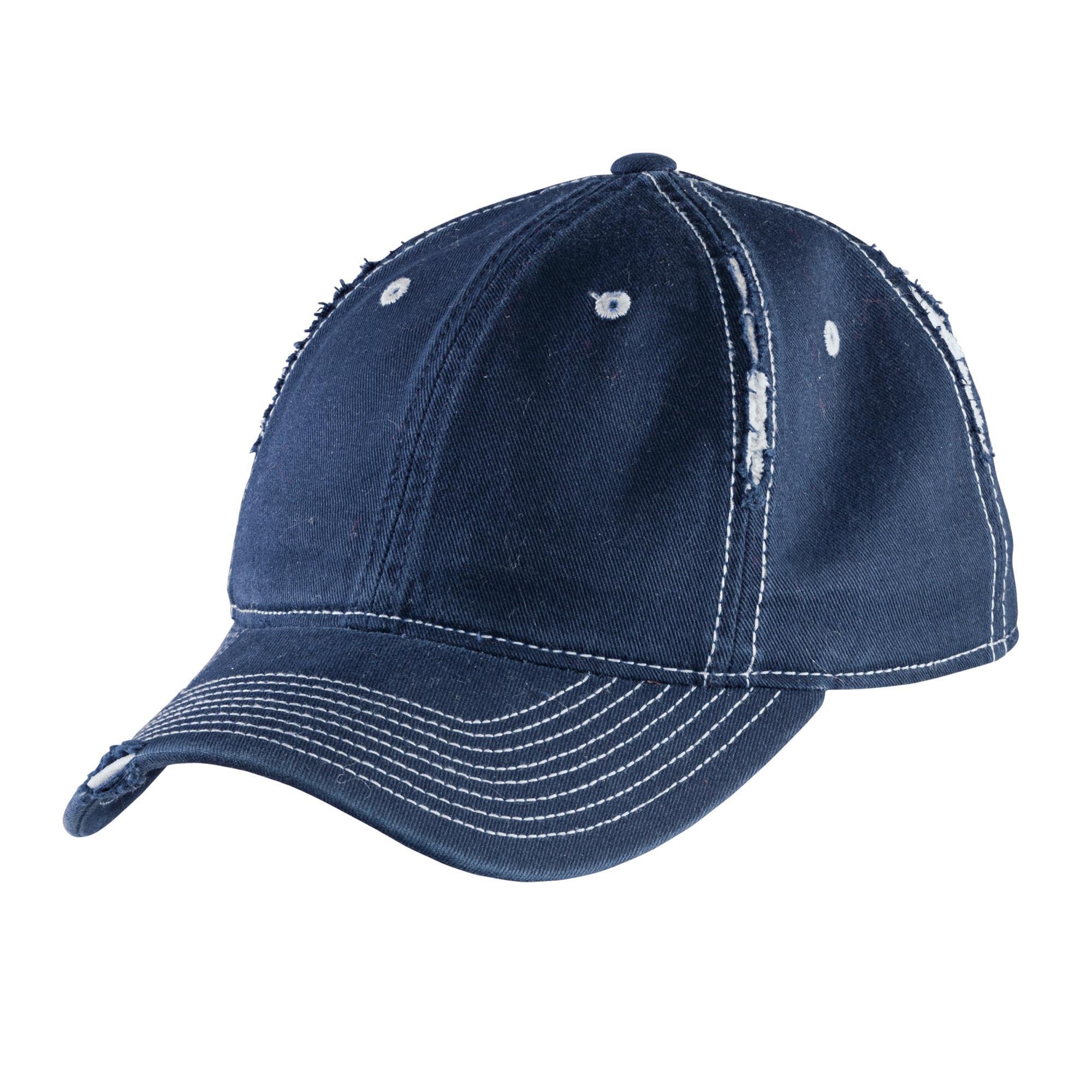 District Threads DT612 - Rip and Distressed Cap - New Navy/Light Blue - One Size