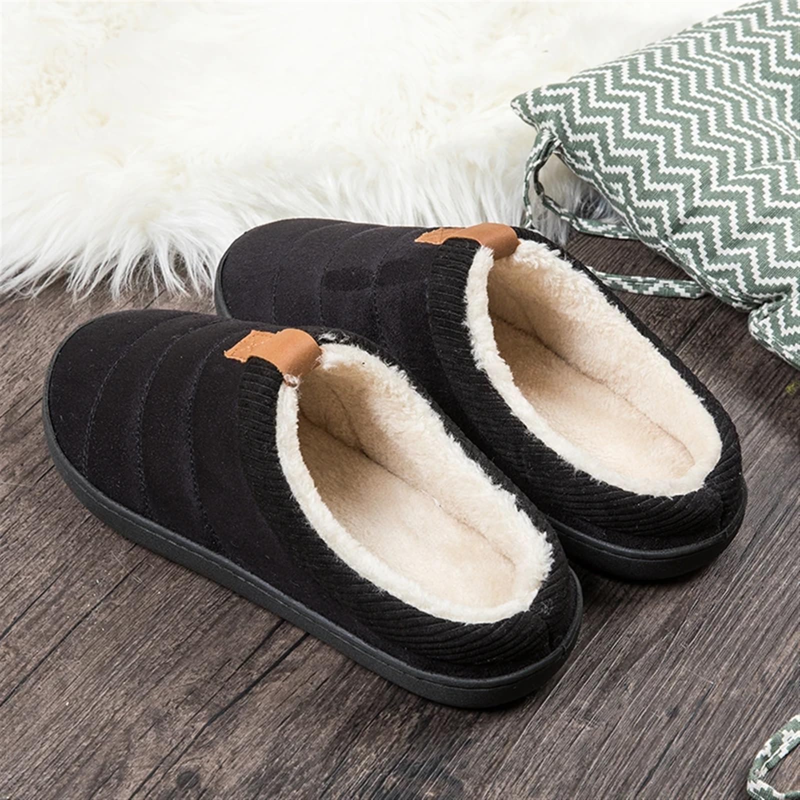 Pantofole da uomo in cotone Pantofole morbide da uomo invernali in peluche corte Scarpe camera interno maschili
