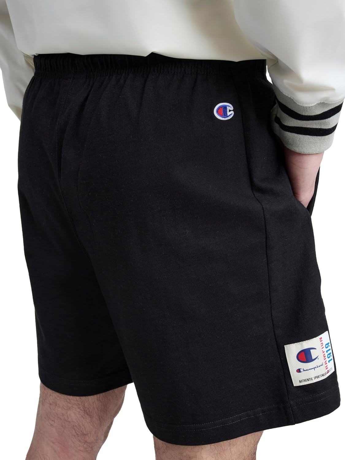 Champion Men's Graphic Lounge Shorts, Standard Fit, 7 Inch Inseam, Script Logo, Lightweight 100% Cotton Jersey