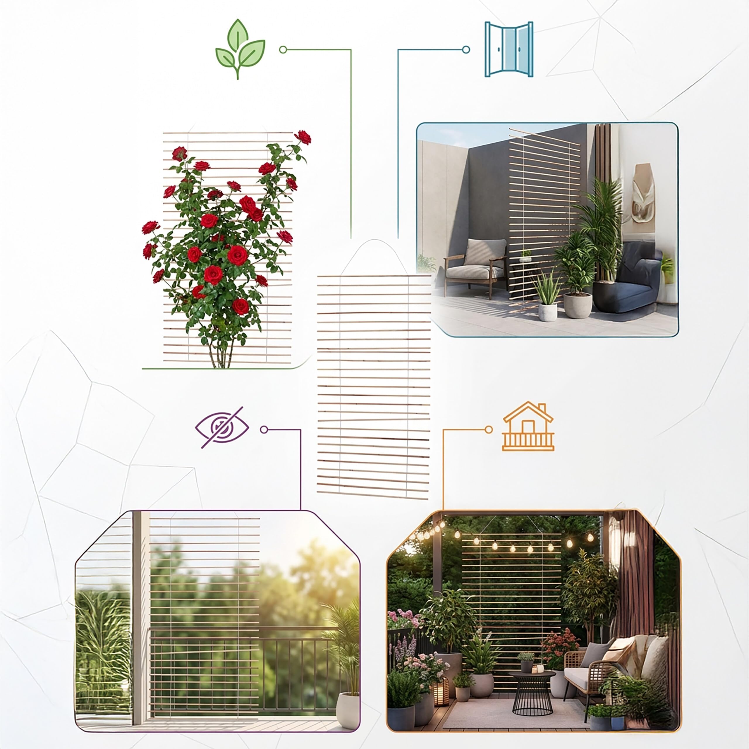 Relaxdays Graticcio da Parete per Piante rampicanti 200x100 cm, Supporto Giardino e Balcone