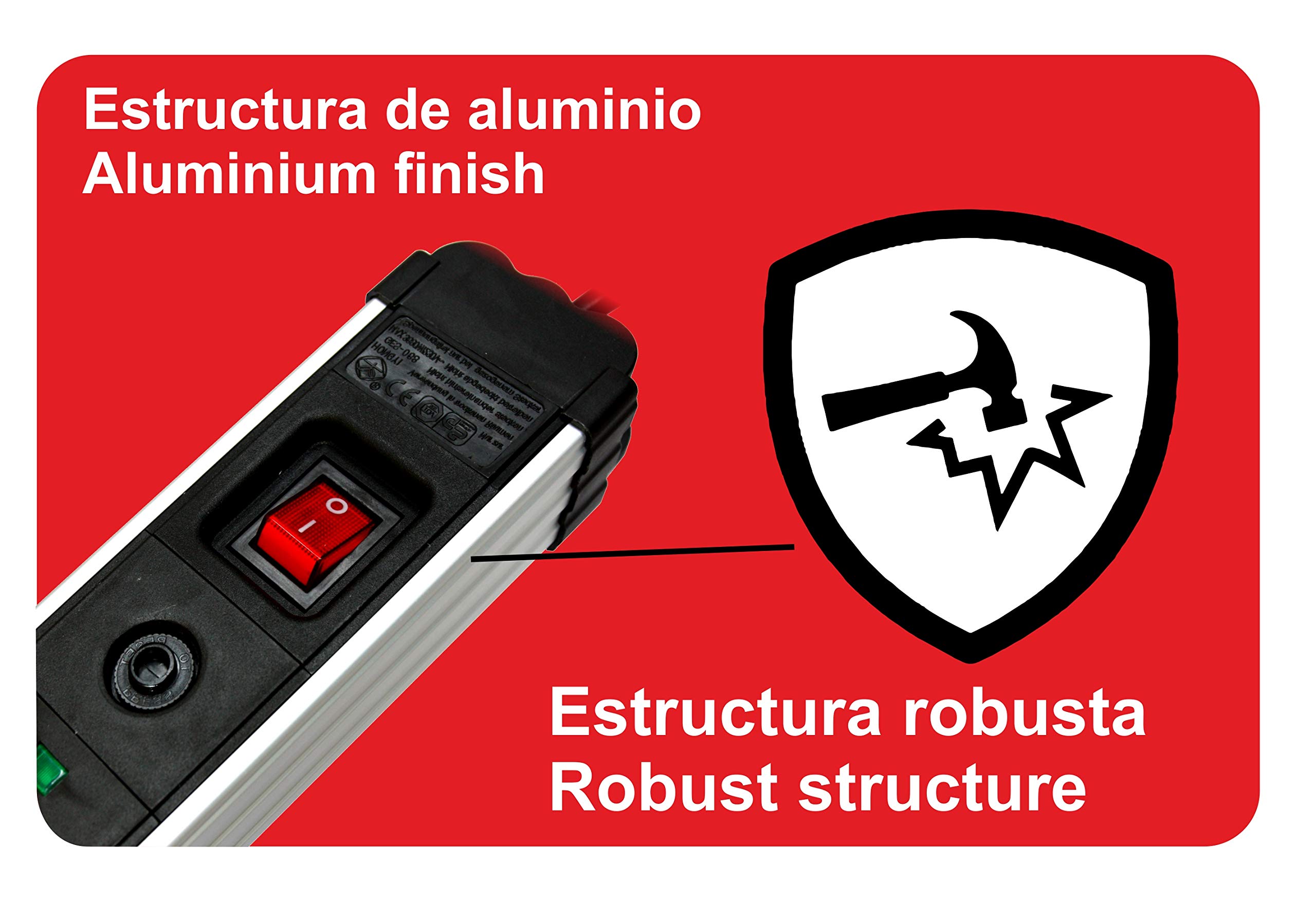 Regleta de enchufes con protección sobretensión sobrecalentamiento Silver Electronics 6 Tomas, Cable 1,5 Metros Negro
