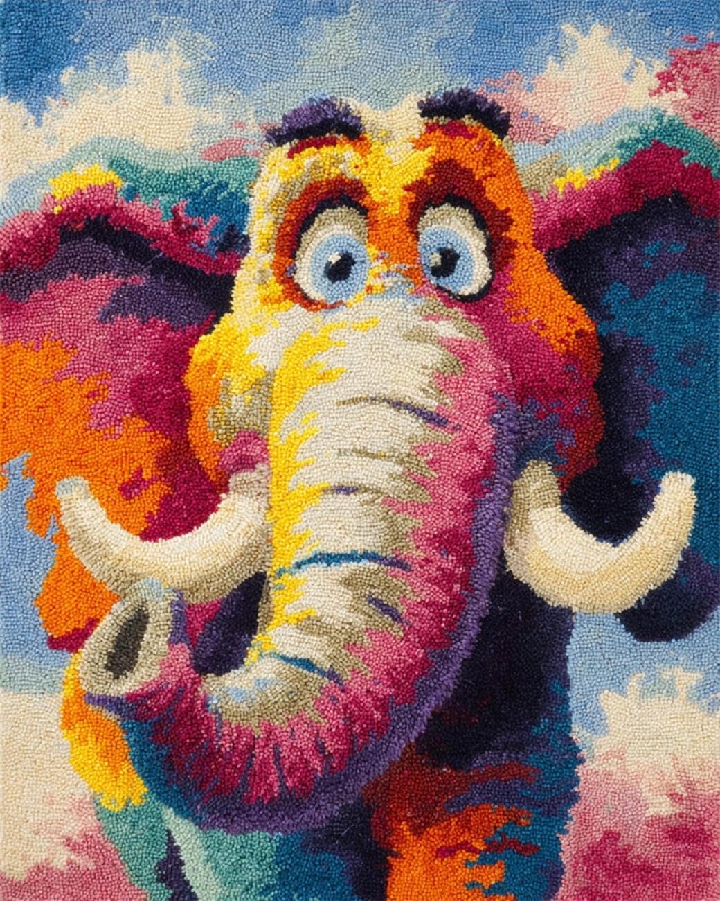 Henypt DIY Latch Hook Rug Kits Cartoon Elephant 80x160cm