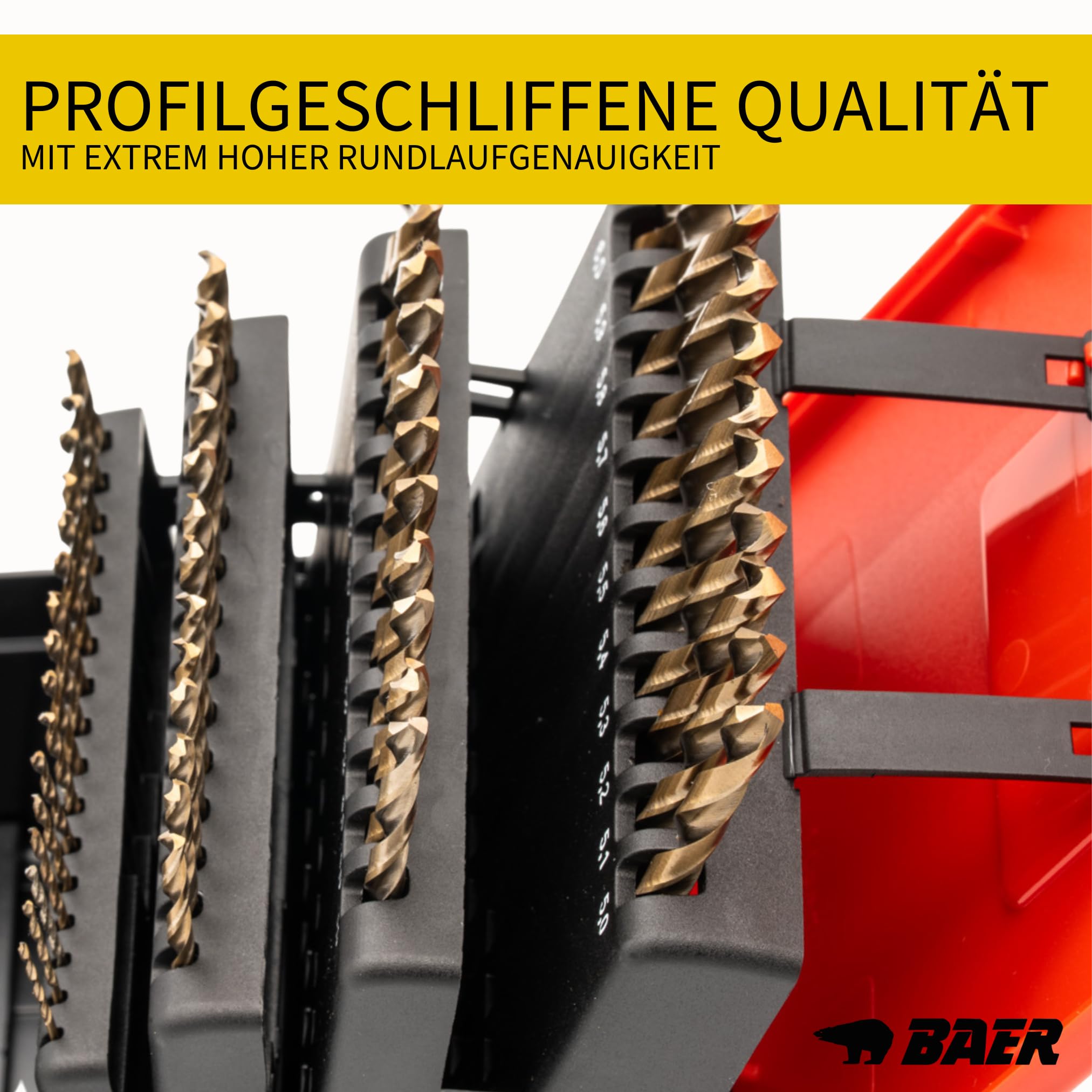 BaerCoil BAER HSSE - Set di punte elicoidali (0,1 mm in aumento), 1-6 mm, HSSE/cobalto ad alta lega, set di punte per trapano in acciaio al cobalto