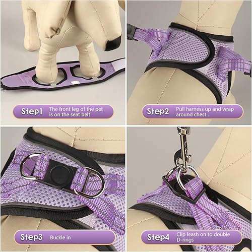 Miniatura 133 de YIMEIS - Juego de arnés de malla suave y correa, para perros pequeños y gatos, chaleco reflectante ajustable para cachorros, (talla XS, negro)