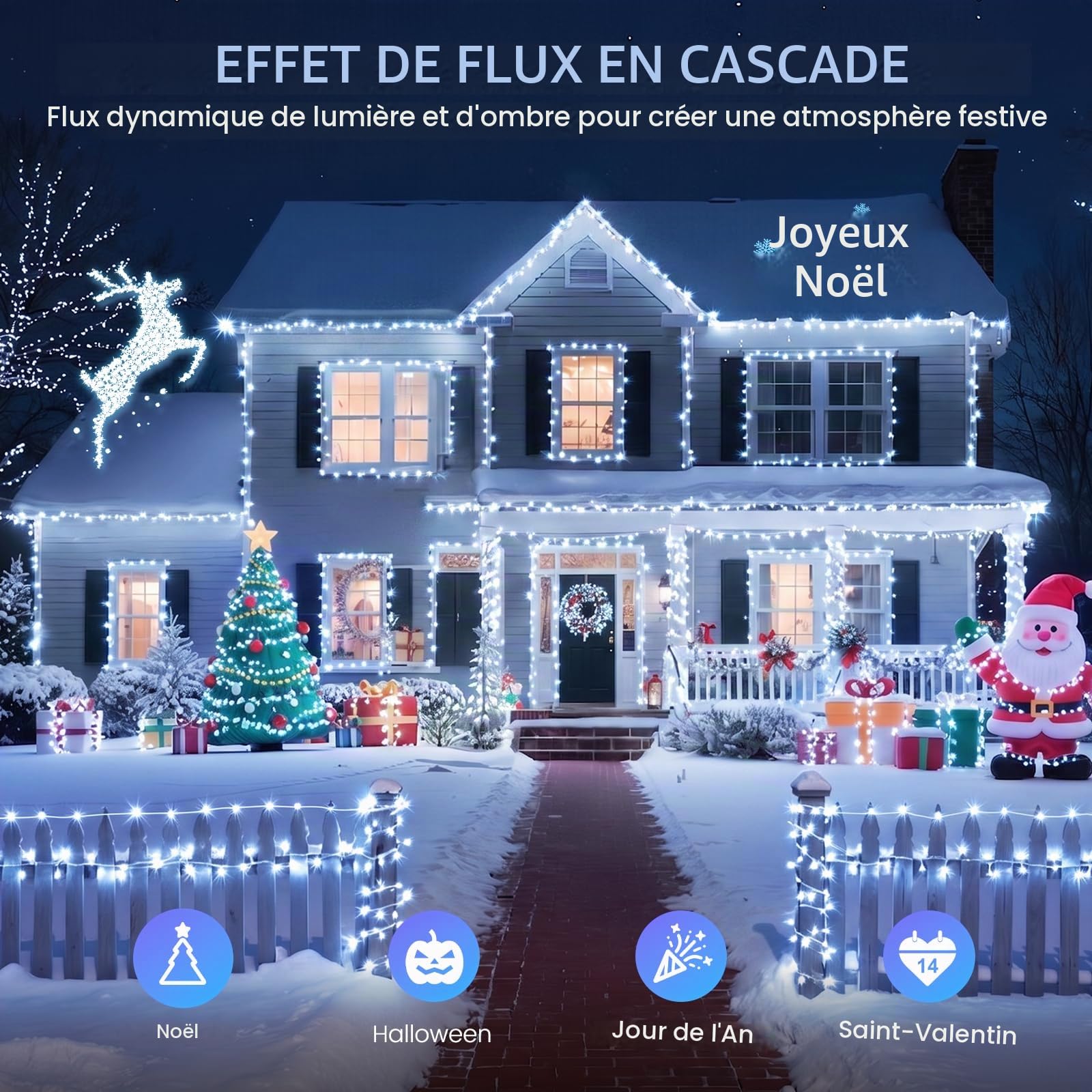 GlobaLink Guirlande Lumineuse de Noël 30M 600 LED-Blanc froid