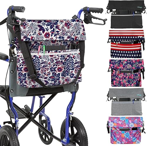 Miniatura 118 de Bolsa para silla de ruedas, Floral púrpura