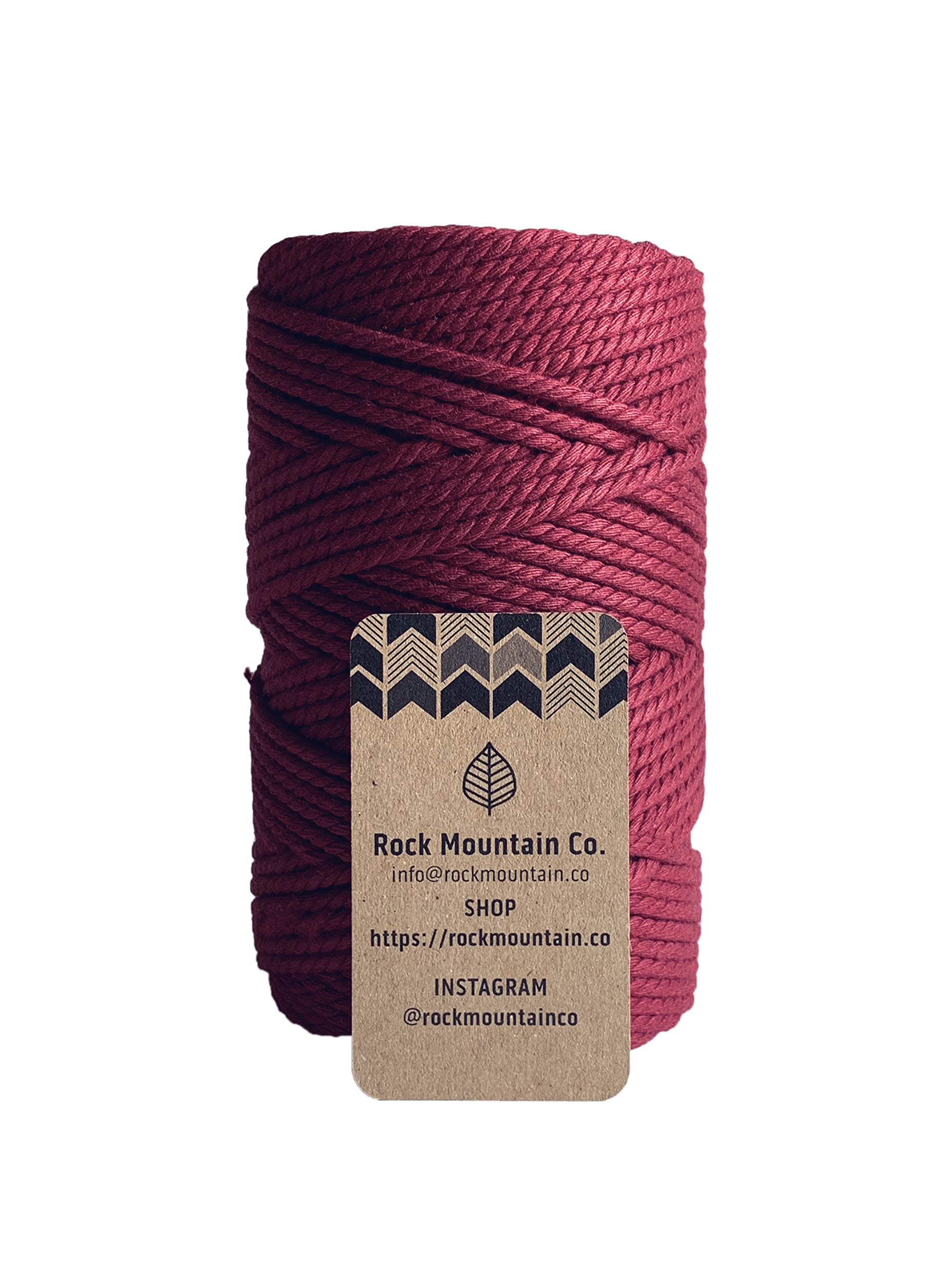 4mm 3 Strand Twisted Macrame Rope - Red Velvet/Burgundy