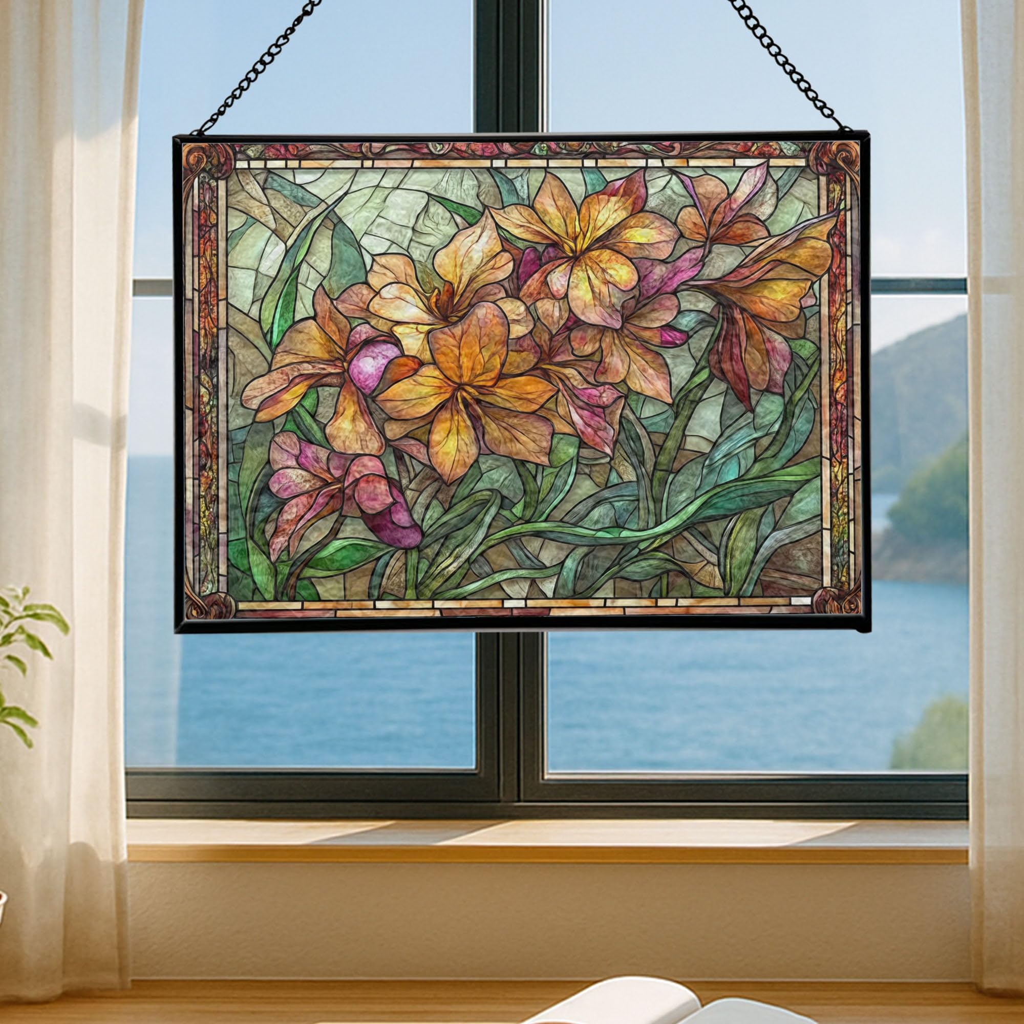 【最終価格】フロントガラス用スクリーン 220cm フラワーパターン Amazon.com: Fireweed Flower Floral Stained Glass Window Panel
