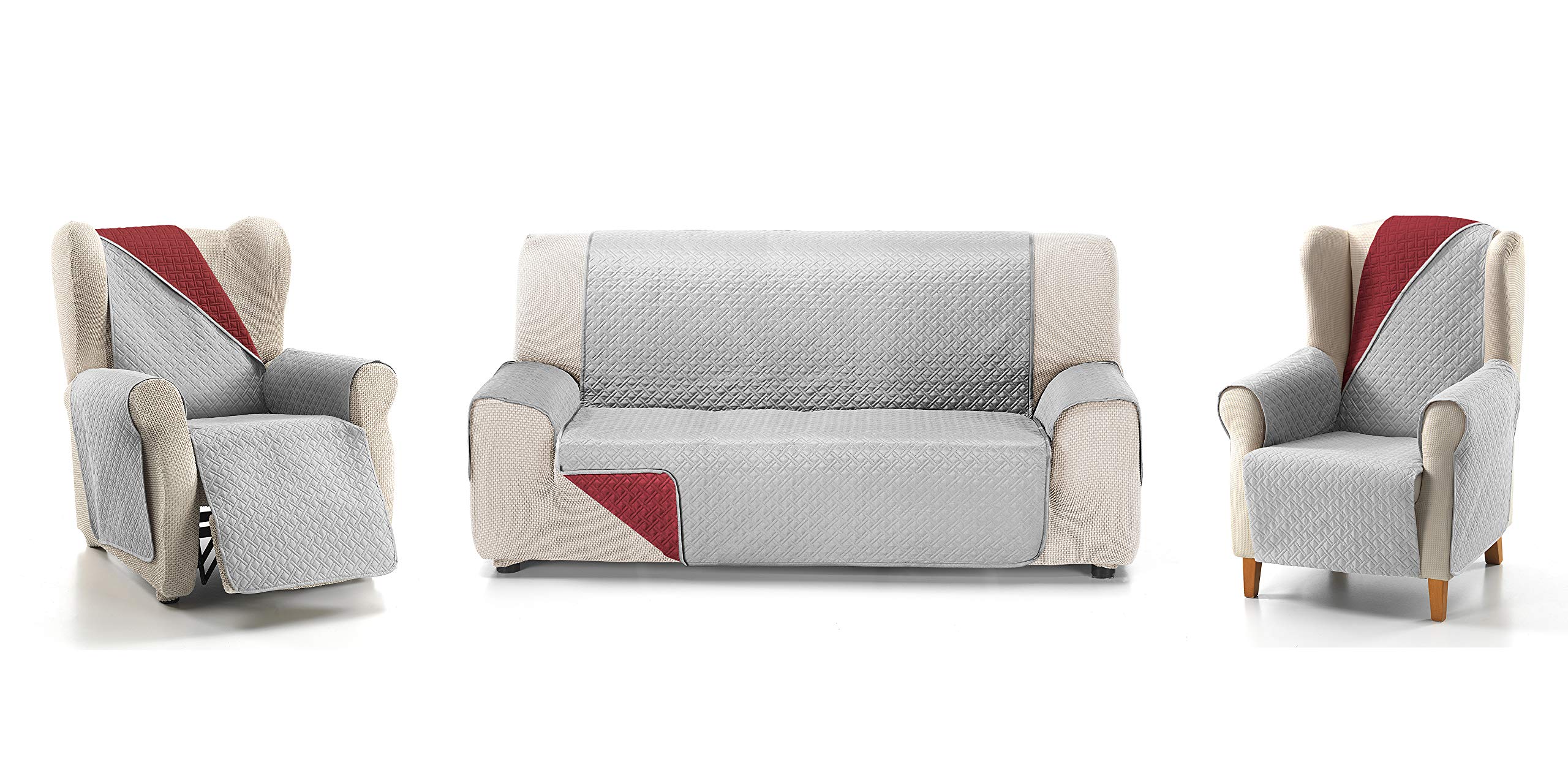 Cardenal Textil RUBÍ Sofaüberwurf – Wendbar, Gesteppt, Für 1-Sitzer/Relaxsessel (Rot Perle)
