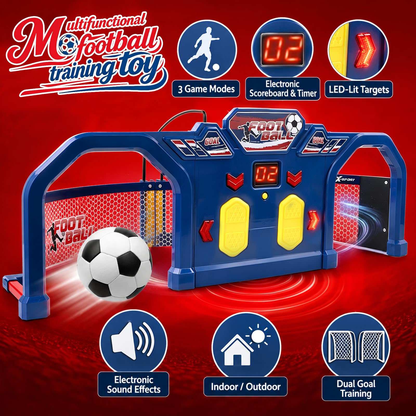 Juegos de Futbol para Niños, Entrenamiento de Fútbol, Sistema de Puntuación por Tiempo, 3 Modos, Apto para Jardín, Interior y Exterior, Fußball WM 2026, Regalos de Futbol Niños de 7+ Años