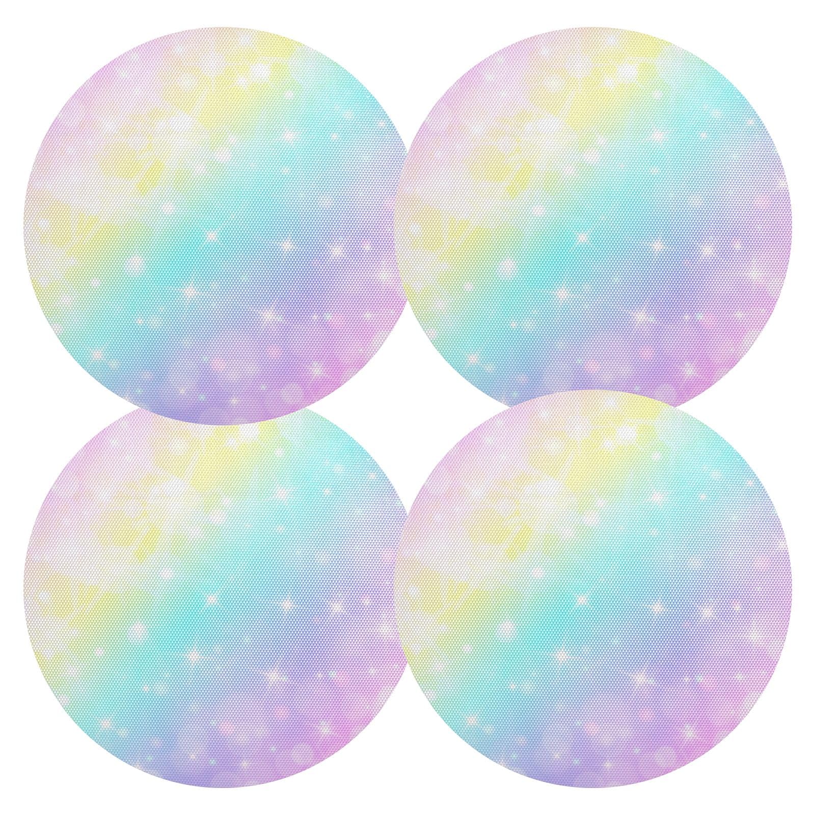 Gradient Rainbow Round Placemats Set of 4, 15 Inch Heat-Resistant Table Mats Modern Place Mats for Kitchen Dining Table Decoration