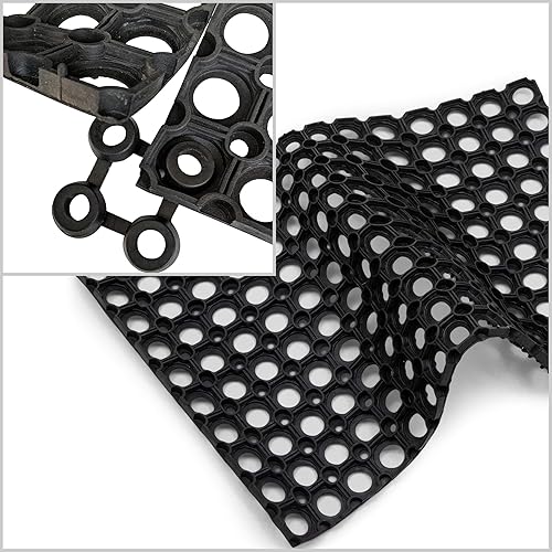 Miniatura 2 de SafetyCare, Tapete para piso resistente flexible de goma con drenaje, tapete de confort antifatiga, EstiloRestaurant y Bar, 24x 16pulgadas.